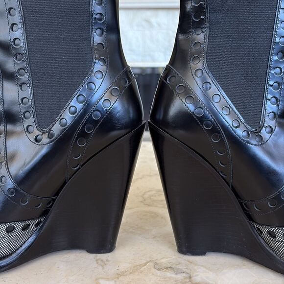 Alexander Wang Leather Wingtip Cowboy Wedge Booties - Picture 8 of 15